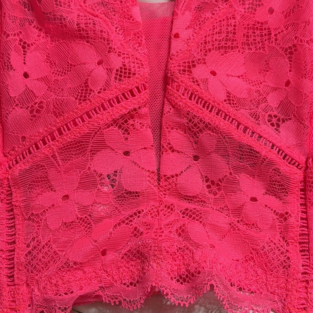 Victoria's Secret Dream Angels Neon Pink Lace Bustier Corset Crop Bra Size M - Picture 5 of 6